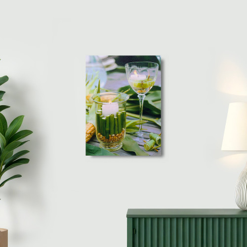 LED Lighted Flickering Bamboo Candle Canvas Wall Art - 11.75" x 15.75" - IMAGE 1