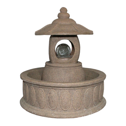 25.5" Brown LED Lighted Asian Inspired Pagoda Outdoor Patio Water Fountain - IMAGE 1