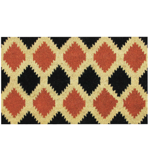 Orange and Black Diamond Pattern with Cream Accent Autumn Doormat 18" x 30" - IMAGE 1