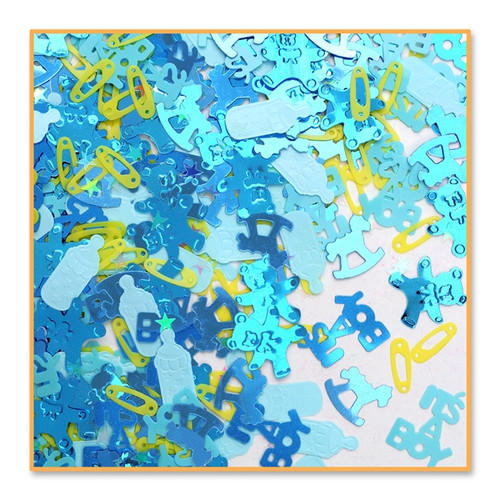 Pack of 6 Blue and Yellow "It's A Boy" Baby Shower Confetti Bags 0.5 oz. - IMAGE 1