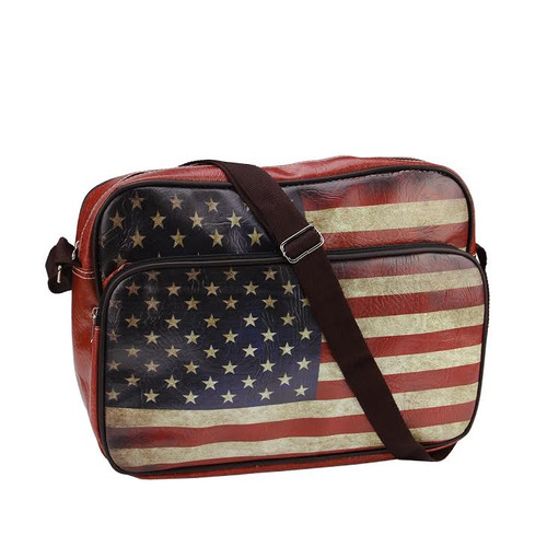 15" Decorative American Flag Design Crossbody Bag/Purse with Strap - IMAGE 1