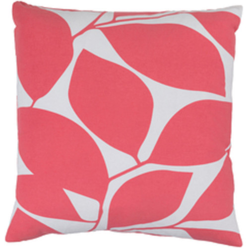 22" Lavish Leaves Conch Pink and White Decorative Throw Pillow - Down Filler - IMAGE 1