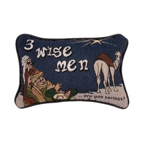 12" Brown and Navy Blue Three Wise Men Themed Christmas Tapestry Accent Indoor Throw Pillow - IMAGE 1