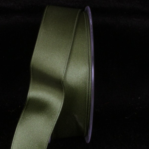 Olive Green Double Face Solid Wired Craft Ribbon 1" x 44 Yards - IMAGE 1