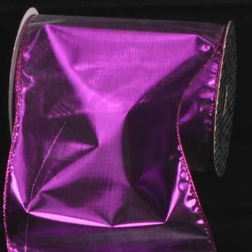 Purple Shiny Solid Wired Craft Ribbon 6" x 80 Yards - IMAGE 1
