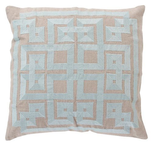 22" Aqua Blue and Abalone Gray Square Throw Pillow - Down Filler - IMAGE 1