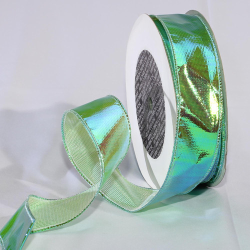 Green Contemporary Iridescent Wired Craft Ribbon 1.5" x 54 Yards - IMAGE 1