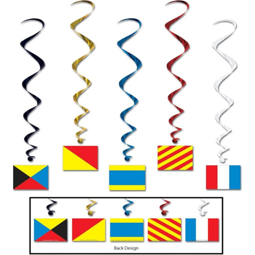 Nautical Flags Metallic Whirl Hanging Party Decorations - 40"- Multicolor - Pack of 30 - IMAGE 1