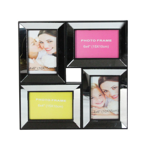 14.5" Black Mirrored Collage Picture Frame for Dual-Size Photos - IMAGE 1