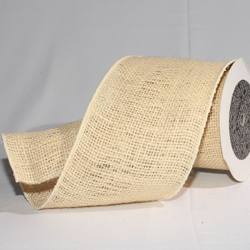 Beige Burlap Wired Craft Ribbon 5" x 10 Yards - IMAGE 1