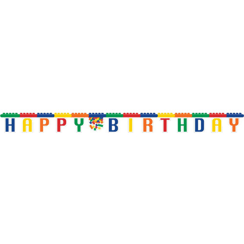 Club Pack of 12 Multicolor "Happy Birthday" Block Party Jointed Banners 10' - IMAGE 1