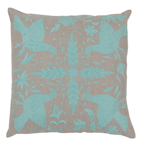 20" Abalone Gray and Sky Blue Contemporary Square Throw Pillow - Down Filler - IMAGE 1