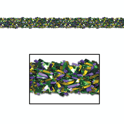6-Ply Metallic Festooning Tinsel Christmas Garland - 15' - Purple Green & Gold - Pack of 12 - IMAGE 1