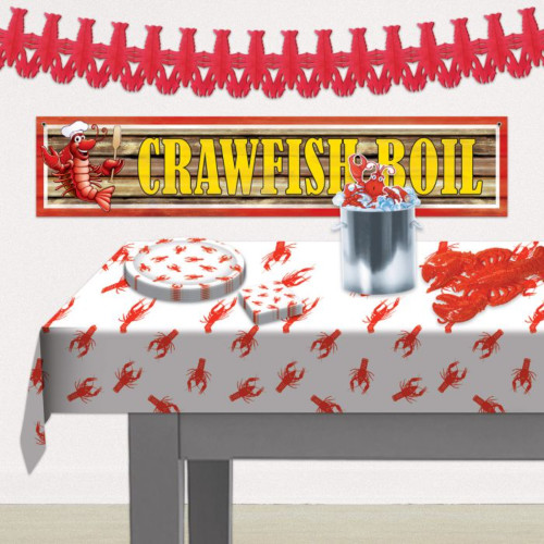 Crawfish Printed Disposable Tablecloth – 108” – Multicolor – Pack of 12 - IMAGE 1