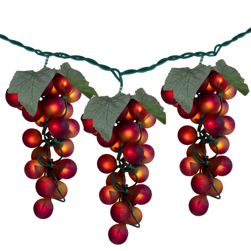 100-Count Red Winery Grape Patio Novelty Christmas Light Set, 5ft Green Wire - IMAGE 1
