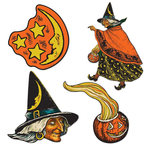 Club Pack of 48 Spooky Pumpkin, Witch Moon and Stars Cutout Halloween Decorations 10.5" - IMAGE 1