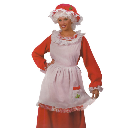 Red and White Plush Velour Mrs. Santa Claus Women Adult Christmas Costume - One Size - IMAGE 1