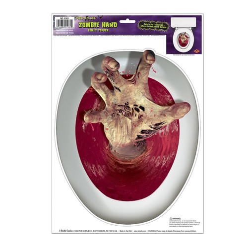 Club Pack of 12 Hand Toilet Topper Peel 'N Place Halloween Decorations - IMAGE 1