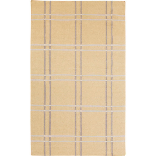 8' x 11' Geometric Wheat Brown and Gray Hand Woven Wool Area Throw Rug - IMAGE 1