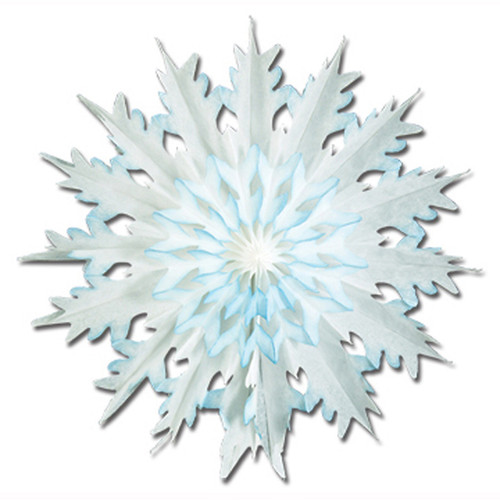 Pack of 12 Christmas Winter White and Blue Dip-Dyed Snowflake 17" - IMAGE 1