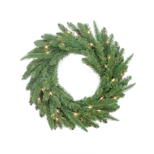 Pre-Lit Mixed Pine Artificial Christmas Wreath - 24-Inch, Clear Lights - IMAGE 1