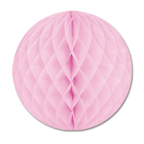 Club Pack of 24 Pink Honeycomb Hanging Tissue Ball Decorations 12" - IMAGE 1