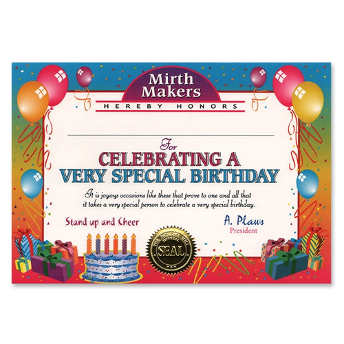Pack of 6 ''Very Special Birthday'' Certificates 5'' x 7'' - IMAGE 1