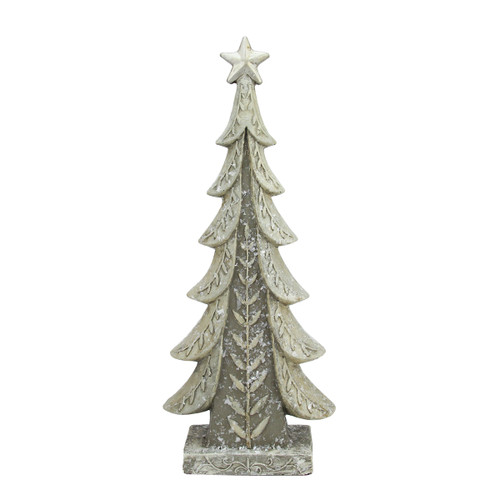 17.5" White and Gray Tree Christmas Tabletop Decor - IMAGE 1