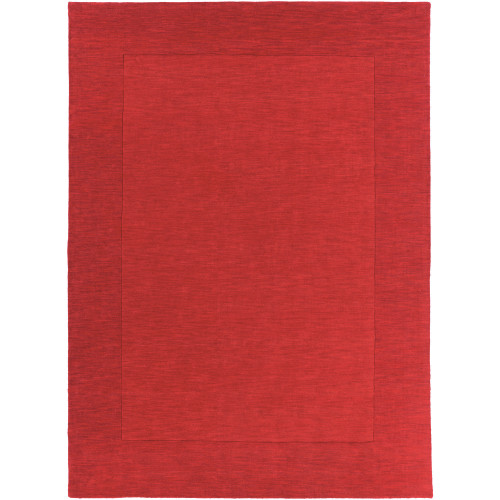 8' x 11' Solid Cherry Red Hand Loomed Rectangle Wool Area Throw Rug - IMAGE 1