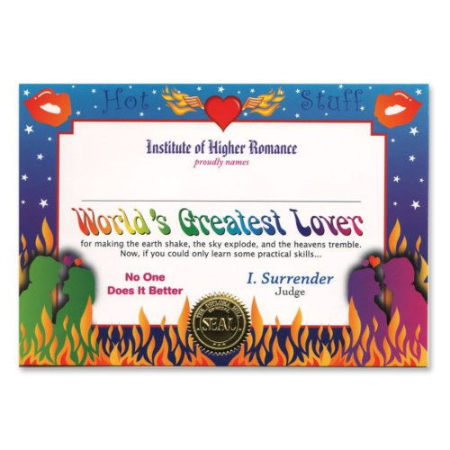 World's Greatest Lover Certificate - 5" x 7" - Set of 6 - IMAGE 1
