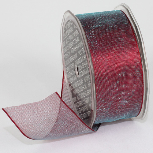 Sheer Cranberry Crystal Wired Edge Craft Ribbon 1.5" x 27 Yards - IMAGE 1