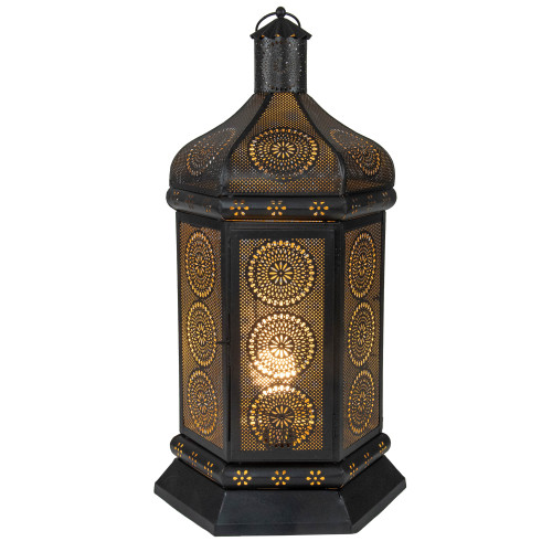 Moroccan Style Lantern Table Lamp - 21.5" - Black - IMAGE 1