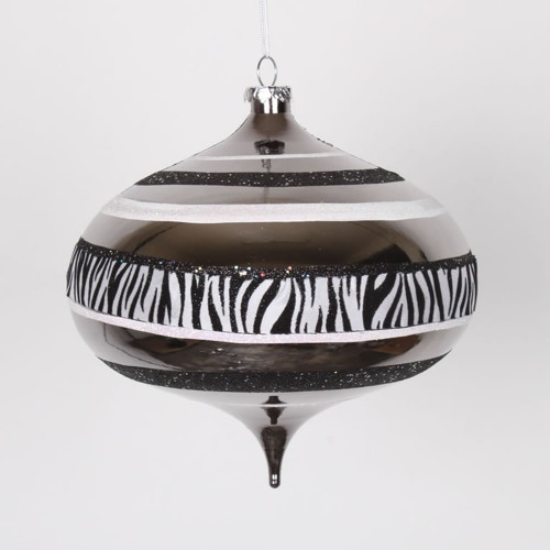 Safari Black and White Zebra Stripes Onion Drop Christmas Ornament 8" (200mm) - IMAGE 1