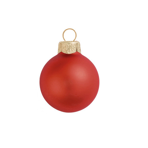 Matte Finish Glass Christmas Ball Ornaments - 2" (50mm) - Orange - 28ct - IMAGE 1