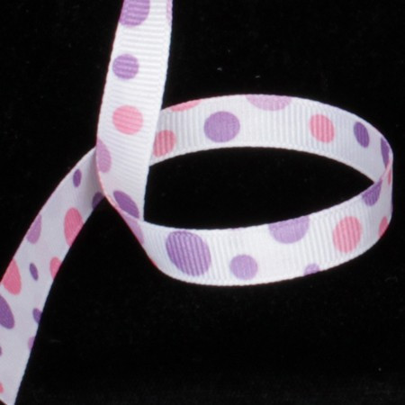 Pink and White Polka Dots Double Sided Grosgrain Craft Ribbon 0.75" x 55 Yards - IMAGE 1