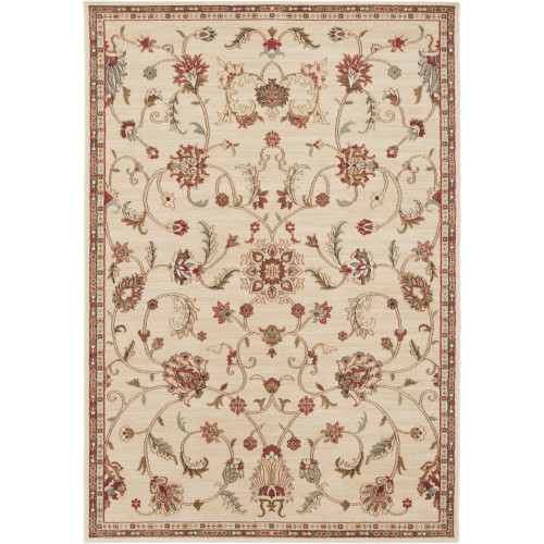 2' x 3.25' Floral Beige and Brown Shed-Free Rectangular Area Throw Rug - IMAGE 1