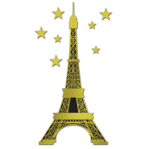 Set of 12 Jointed Foil Eiffel Tower and Stars Parisian Party Decorations 5.9' - IMAGE 1