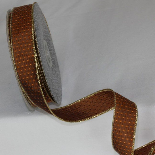 Brown Mini Diamonds Wired Craft Ribbon 1" x 80 Yards - IMAGE 1