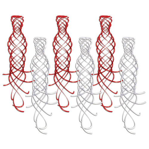 Club Pack of 36 Fun, Festive and Exciting Red and White Shimmering Whirl Hanging Decorations 20" - IMAGE 1