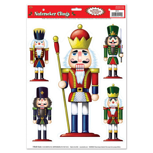 Pack of 60 Assorted Nutcracker Window Clings Christmas Decorations 17" - IMAGE 1