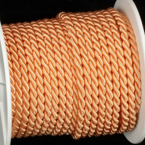 Peach Orange Braided Cording Wired Craft Ribbon 0.25" x 27 Yards - IMAGE 1