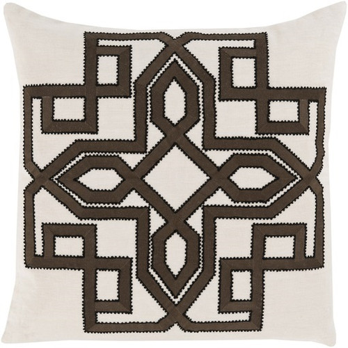 18" Coffee Brown and Beige Woven Square Throw Pillow - Down Filler - IMAGE 1