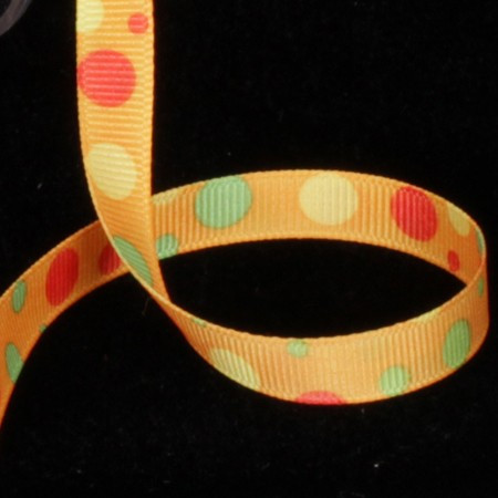 Orange and Yellow Polka Dots Double Sided Grosgrain Craft Ribbon 0.75" x 55 Yards - IMAGE 1