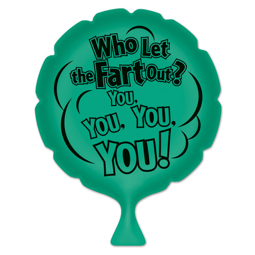 Set of 6 Green and Black "Who Let The Fart Out" Whoopee Cushion Party Favors - 8" - IMAGE 1