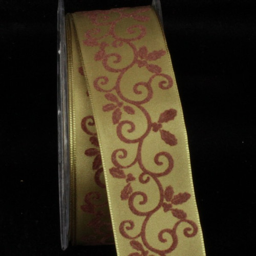 Green and Brown Mistle Wired Craft Ribbon 1.5" x 27 Yards - IMAGE 1