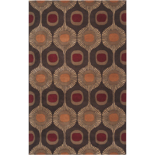 6' x 9' Brown and Yellow Contemporary Rectangular Wool Area Throw Rug - IMAGE 1