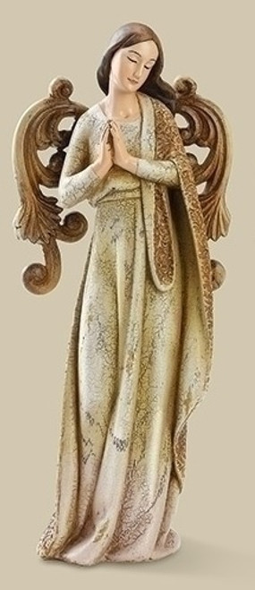 9.75" Joseph's Studio Brown & Green Beautifully Ornate Weathered Angel Christmas Table Top Figure - IMAGE 1