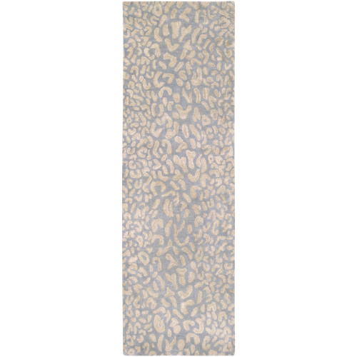 2.5' x 8' Gray and Beige Hand Tufted Rectangular Wool Area Throw Rug Runner - IMAGE 1