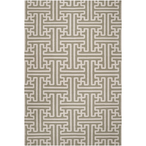 8' x 11' Block Pillars Gray and Beige Rectangular Wool Area Throw Rug - IMAGE 1