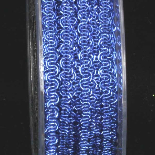 Metallic Navy Blue Looped Braid Craft Ribbon .25" x 88 Yards - IMAGE 1